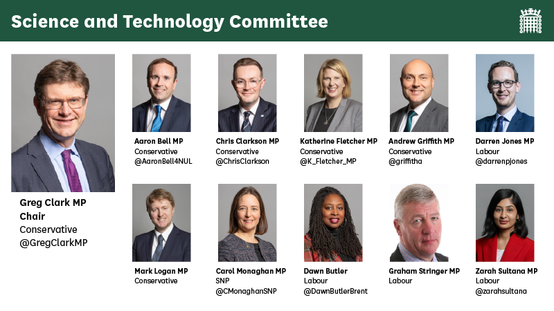 Science and Technology Committee membership as of January 2021. Link shows current select committee membership