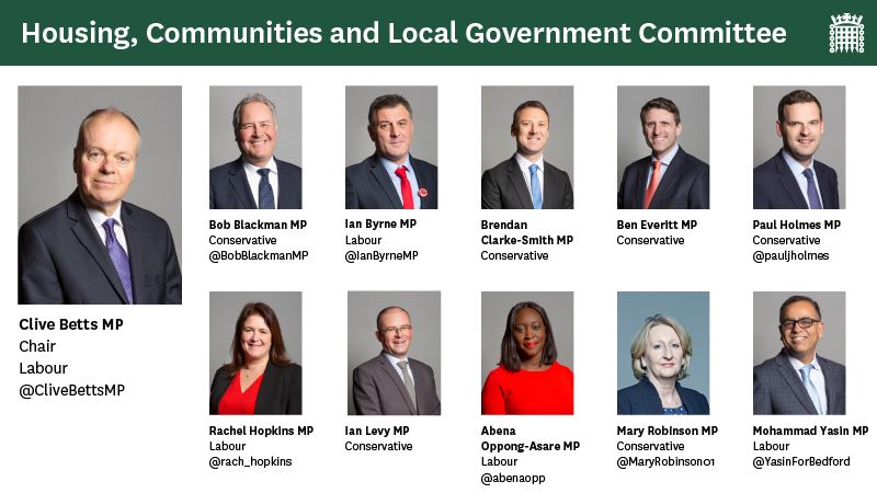 Housing, Communities and Local Government Committee membership at the time of publication - link goes to page on committees.parliament.uk website   