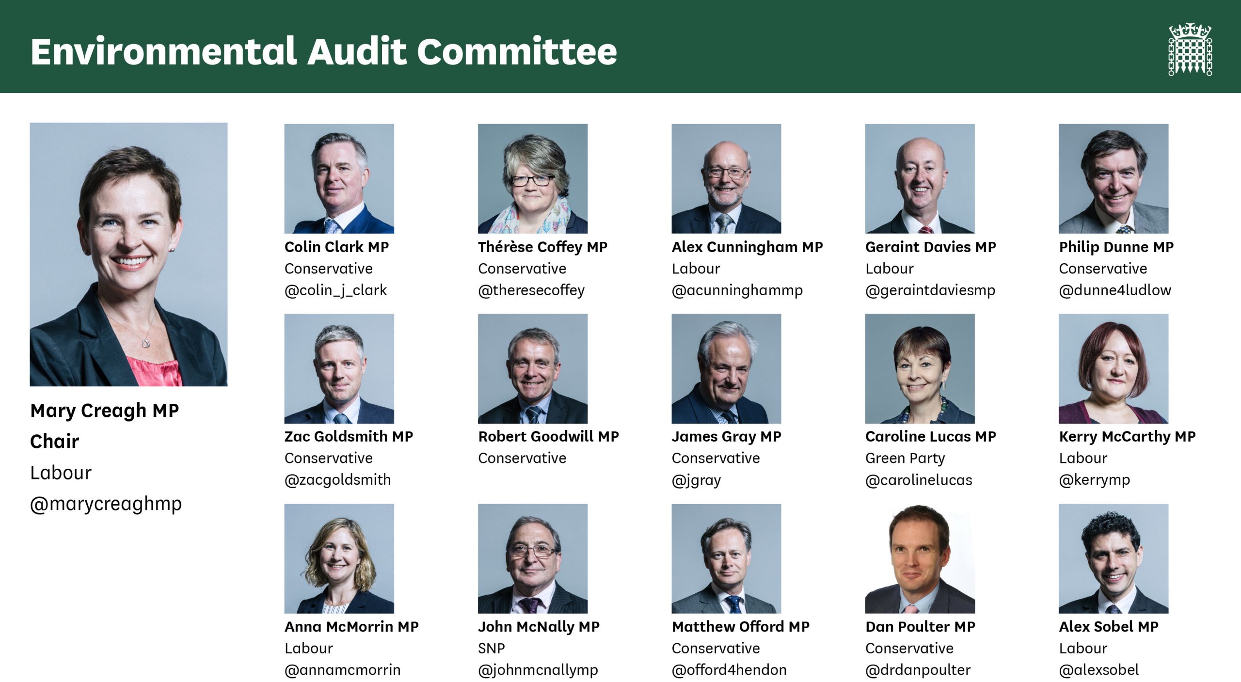 graphic with all MPs on the committee
