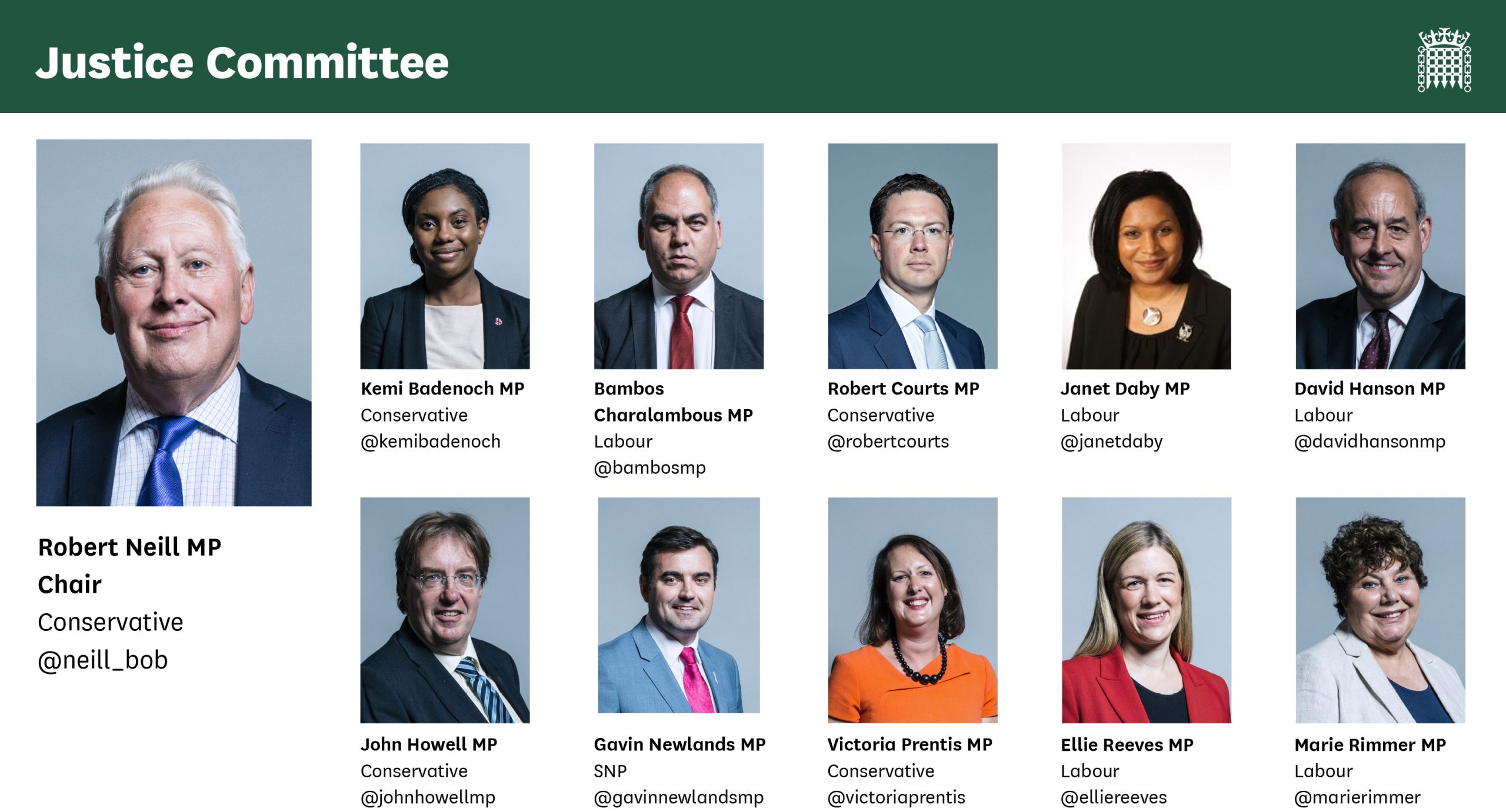 Members of the House of Commons Justice Select Committee