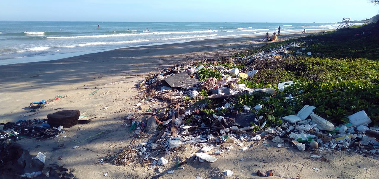 Plastic waste on a beach