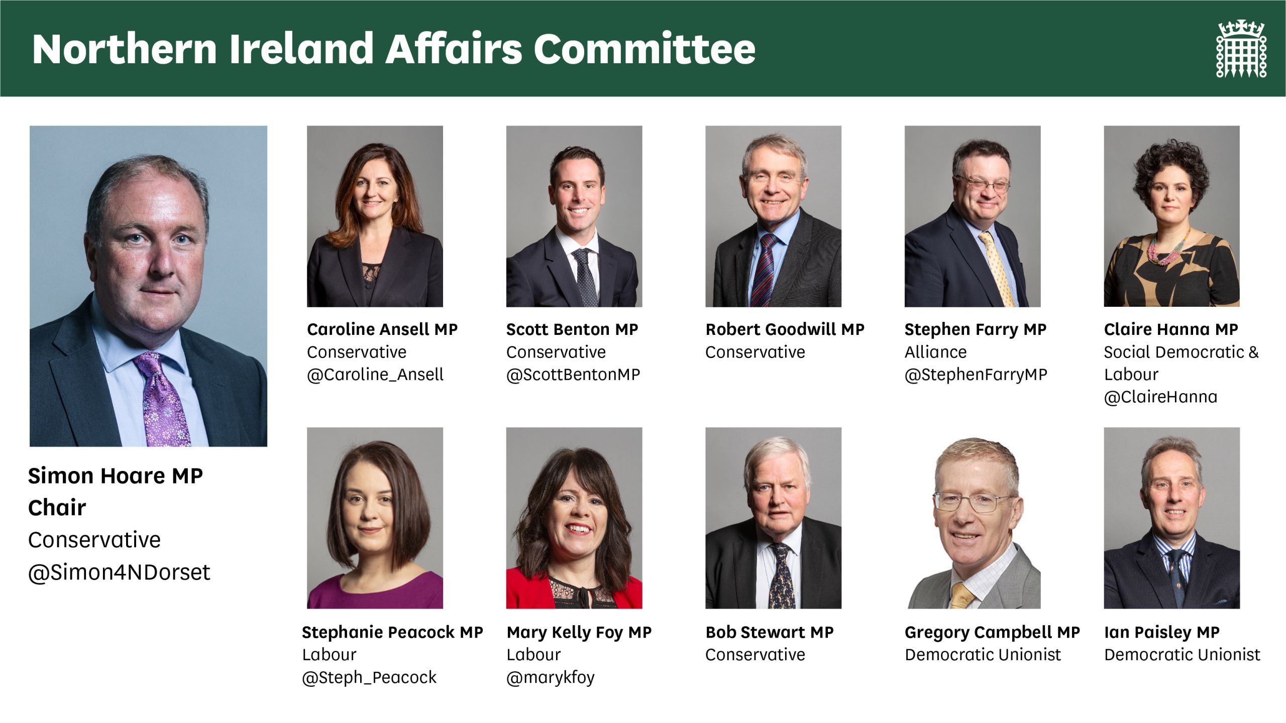 Northern Ireland Affairs Committee membership - link goes to page on committees.parliament.uk website